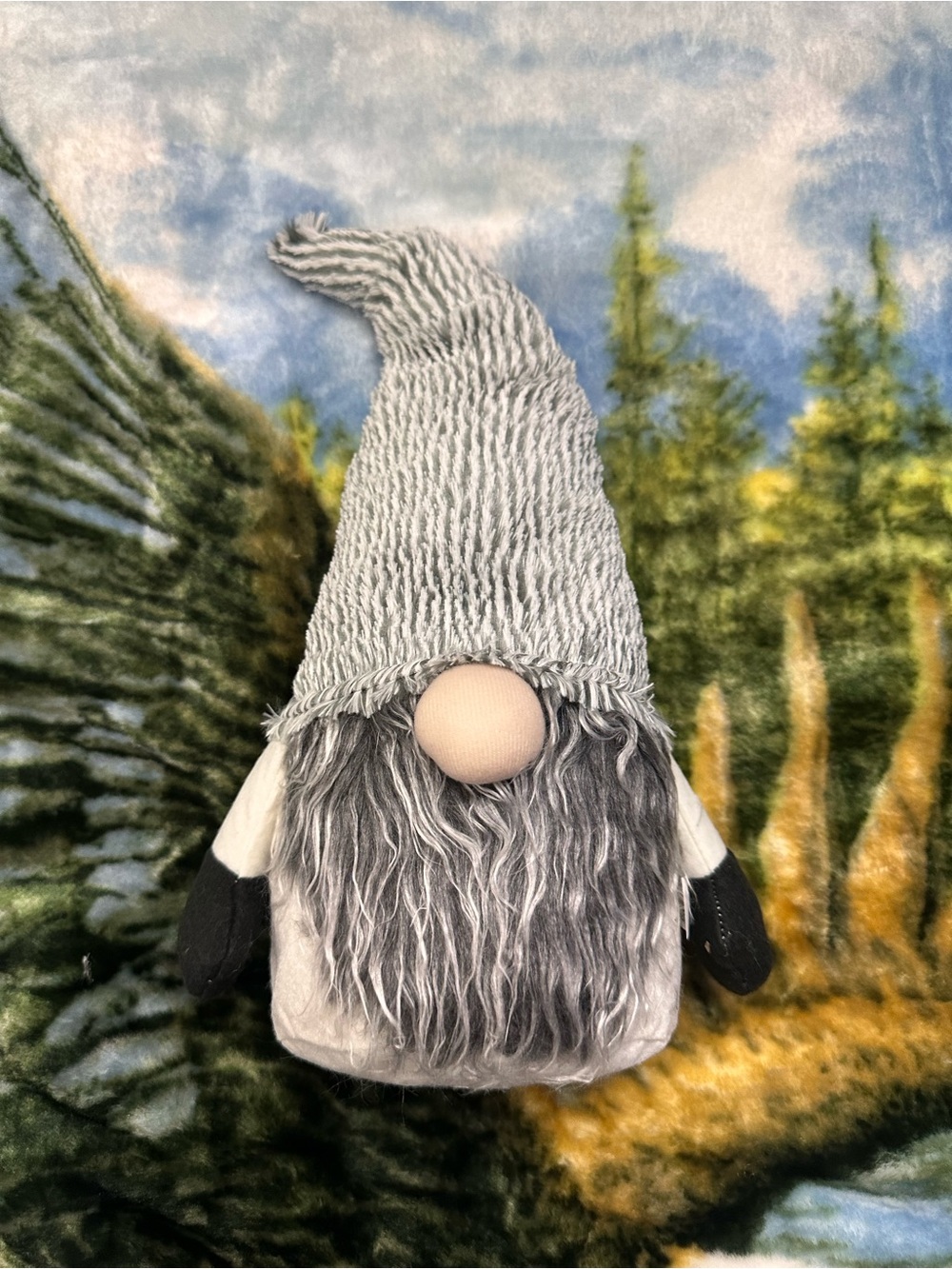 Gray Plush Scandinavian Gnome Figurine - Home Accents 16 inches tall